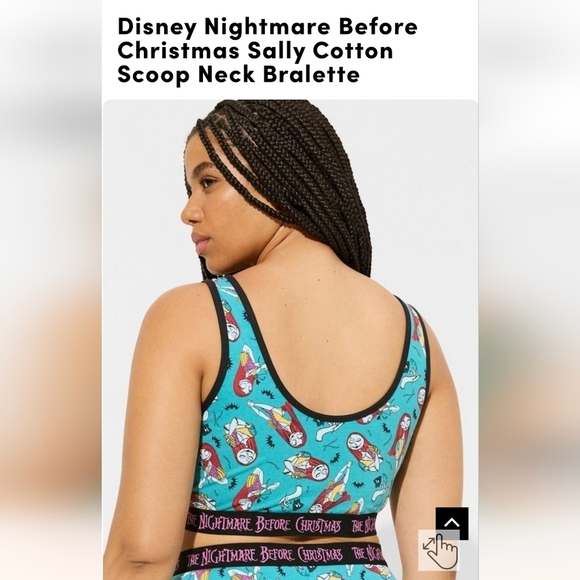 Disney Nightmare Before Christmas Sally Cotton Scoop Neck Bralette 4x - Picture 7 of 10